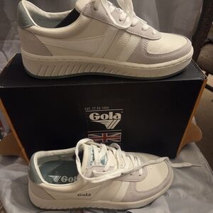 White, Gray, Mist Green Sneakers